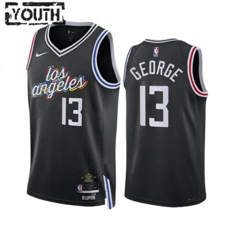 Camiseta Niños Los Angeles Clippers Paul George 13 2022-23 Nike City Edition Negro Swingman